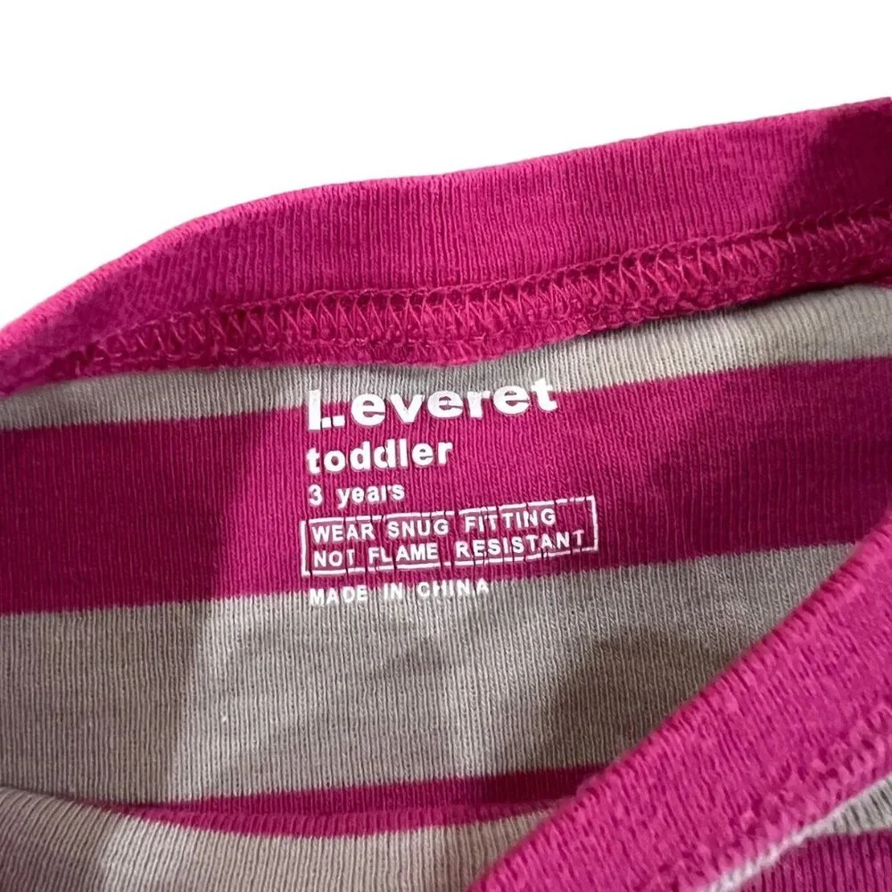 Leveret 3Y Magenta & Grey Striped Pajamas